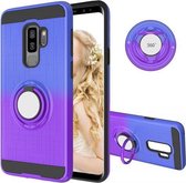 Voor Galaxy S9 + 2 in 1 pc + TPU beschermhoes met 360 graden roterende ringhouder (blauw paars)