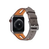 Top-grain lederen horlogeband voor Apple Watch Series 6 & SE & 5 & 4 44 mm / 3 & 2 & 1 42 mm (grijs)