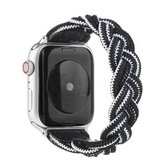 Elastische geweven horlogeband voor Apple Watch Series 6 & SE & 5 & 4 44 mm / 3 & 2 & 1 42 mm, lengte: 150 mm (zwart wit)