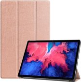 Voor Lenovo Tab P11 (TB-J606F) Custer Texture Horizontale flip lederen tas met drievoudige houder en slaap- / wekfunctie (roségoud)