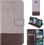 Voor Sony Xperia 10 MUXMA MX102 Horizontale flip canvas lederen tas met standaard & kaartsleuf & portemonnee-functie (bruin)