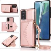 Voor Samsung Galaxy S20 multifunctionele cross-body kaarttas tpu + pu achterkant case met houder & kaartsleuf & portemonnee (rose goud)