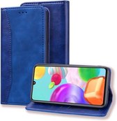 Voor Samsung Galaxy A41 Business Stitching Horizontale flip lederen tas met dubbele vouw & beugel & kaartsleuven & fotolijst & portemonnee (saffierblauw)