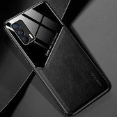 Voor OPPO Realme V15 All-inclusive leer + organisch glas beschermhoes met metalen ijzeren plaat (zwart)