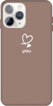 Voor iPhone 11 Pro Love-heart Letter Pattern Colorful Frosted TPU telefoon beschermhoes (kaki)