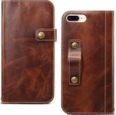 Voor iPhone 7 Plus / 8 Plus Denior Oil Wax Koeienhuid DK Magnetische Knop Horizontale Flip Leren Case met Houder & Kaartsleuven & Portemonnee (Bruin)