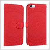 Voor iPhone SE 2020 & 8 & 7 Geperst drukpatroon Horizontale flip PU lederen hoes, met houder & kaartsleuven & portemonnee & & lanyard (rood)