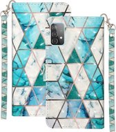 Voor Samsung Galaxy A52 5G 3D-patroon Horizontale Flip PU-lederen hoes met houder & kaartsleuven en portemonnee (marmeren stiksels)