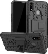 Voor OPPO Realme 3 Tyre Texture Shockproof TPU + PC beschermhoes met houder (zwart)