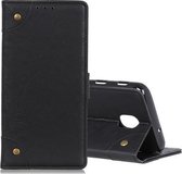 Voor Nokia 2.3 Koperen Gesp Retro Crazy Horse Textuur Horizontale Flip Leren Case met Houder & Kaartsleuven & Portemonnee (Zwart)