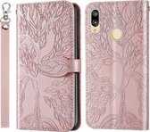 Voor Huawei P20 Lite Life of Tree Embossing Pattern Horizontale Flip Leather Case met Houder & Card Slot & Portemonnee & Fotolijst & Lanyard (Rose Gold)