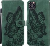 Retro Skin Feel Butterflies Embossing Horizontale Flip Leather Case met houder & kaartsleuven & portemonnee voor iPhone 11 Pro (groen)