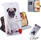 Voor LG K61 Gekleurde tekening Horizontale flip lederen tas, met houder & kaartsleuven en portemonnee (pug)