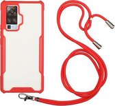 Voor vivo X50 Pro acryl + kleur TPU schokbestendig hoesje met nekkoord (rood)