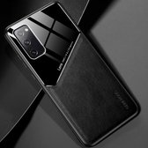 Voor Samsung Galaxy S20 FE All-inclusive leer + organisch glas beschermhoes met metalen ijzeren plaat (zwart)