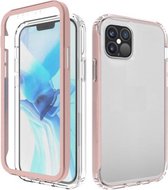 Voor iPhone 12 Pro Max schokbestendig TPU-frame + doorzichtige pc-achterkant van de behuizing + PET-schermbeschermer aan de voorkant (roségoud)