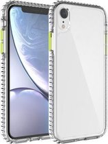 2-in-1 Ultra Clear Elf schokbestendige pc + TPU-hoes met verwijderbare kleurknop voor iPhone XR (geel)