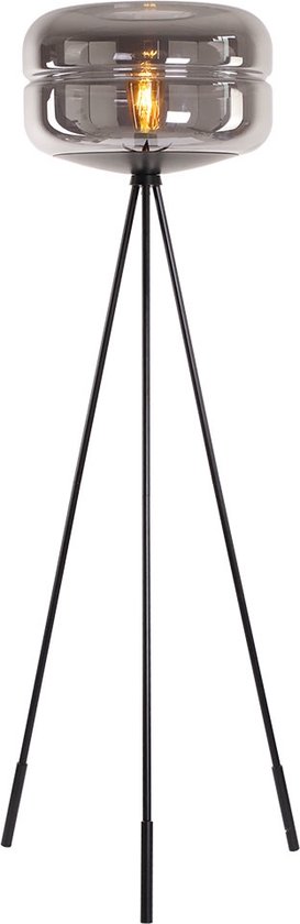 Vloerlamp Lone 1-lichts - Smoke rookglas - Stalamp zwart - Vloerlamp zwart  -... | bol.com
