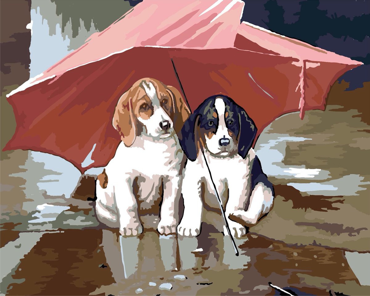 Paint by Number - Schilderen op Nummer - Friends under an umbrella - paintbynumber.eu