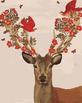 Paint by Number - Schilderen op Nummer - Deer with flowers - paintbynumber.eu