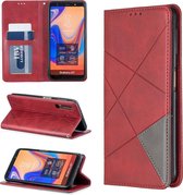 Rhombus Texture horizontale flip magnetische lederen tas met houder en kaartsleuven voor Galaxy A7 (2018) (rood)