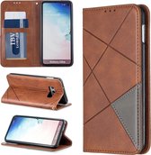 Ruit textuur horizontale flip magnetische lederen tas met houder en kaartsleuven en portemonnee voor Galaxy S10e (bruin)