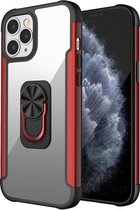 PC + TPU + metalen schokbestendige beschermhoes met ringhouder voor iPhone 12 Pro Max (rood)