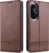 Voor Huawei nova 8 5G AZNS Magnetische Kalf Textuur Horizontale Flip Leren Case met Kaartsleuven & Houder & Portemonnee (Donkerbruin)