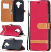 Voor Nokia 5.4 Kleuraanpassing Denim Textuur Horizontale Flip Leren Case met Houder & Kaartsleuven & Portemonnee & Lanyard (Rood)