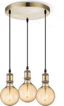 Home Sweet Home - Vintage Hanglamp Vintage - 3 lichts hanglamp gemaakt van Metaal - Messing - 30/30/109cm - Pendellamp geschikt voor woonkamer, slaapkamer en keuken- geschikt voor E27 LED lichtbron