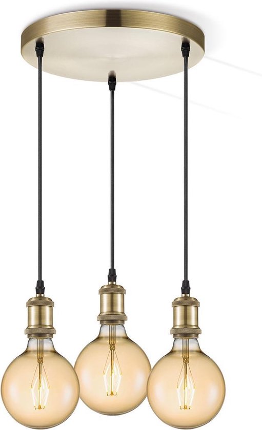 Home Sweet Home Vintage Vintage 3 lichts hanglamp gemaakt van Metaal -... |