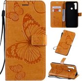 Voor Xiaomi Redmi Note 8T Pressed Printing Butterfly Pattern Horizontale Flip PU Leather Case met houder & kaartsleuven & portemonnee & Lanyard (geel)