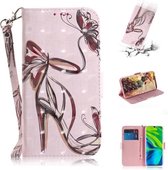 Voor Xiaomi Mi Note 10 3D Schilderen Horizontale Flip Leren Case met Houder & Kaartsleuf & Portemonnee & Lanyard (Vlinder en hoge hakken)