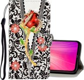 Voor Xiaomi Redmi Note 8 3D Gekleurde Tekening Horizontale Flip PU Lederen Case met Houder & Kaartsleuven & Portemonnee (Lace Roses)