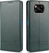 Voor Xiaomi POCO X3 NFC AZNS Magnetische Kalf Textuur Horizontale Flip Leren Case met Kaartsleuven & Houder & Portemonnee (Drak Groen)
