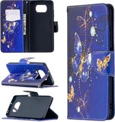 Voor Xiaomi Mi Poco X3 Gekleurde tekening patroon Horizontale flip lederen tas met houder & kaartsleuven & portemonnee (paarse vlinder)