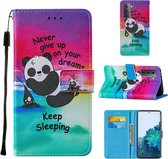 Voor Samsung Galaxy S30 Cross Texture Painting Pattern Horizontale Flip Leather Case met Houder & Kaartsleuven & Portemonnee & Lanyard (Sleeping Panda)