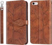 Life of Tree Embossing Pattern Horizontale Flip lederen hoes met houder & kaartsleuf & portemonnee & fotolijst & lanyard voor iPhone 6 Plus & 6s Plus (bruin)