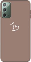 Voor Samsung Galaxy Note20 Three Dots Love-heart Pattern Frosted TPU beschermhoes (kaki)