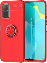 Voor Huawei Honor 30S metalen ringhouder 360 graden roterende TPU-hoes (rood + rood)