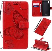 Voor LG K40s Pressed Printing Butterfly Pattern Horizontale Flip PU lederen tas met houder & kaartsleuven & portemonnee & lanyard (rood)