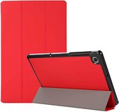 3-vouwen Skin Texture Horizontale Flip TPU + PU lederen tas met houder voor Lenovo M10 Plus (rood)