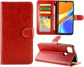 Voor Geschikt voor Xiaomi Redmi 9C Crazy Horse Textuur Lederen Horizontale Flip Beschermhoes met Houder & Kaartsleuven & Portemonnee & Fotolijst (Bruin)