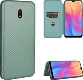 Voor Xiaomi Redmi 8A Koolstofvezel Textuur Magnetische Horizontale Flip TPU + PC + PU lederen tas met kaartsleuf (groen)