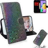 Voor LG K42 / K52 / Q52 Effen Kleur Kleurrijke Magnetische Gesp Horizontale Flip PU Lederen Case met Houder & Kaartsleuven & Portemonnee & Lanyard (Zilver)