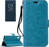 Voor Sony Xperia XZ Crazy Horse Texture Horizontale Flip PU Leather Case met houder & kaartsleuven & portemonnee & lanyard (blauw)