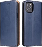 Voor iPhone 12/12 Pro Fierre Shann PU lederen textuur horizontale flip lederen tas met houder & kaartsleuven & portemonnee (blauw)