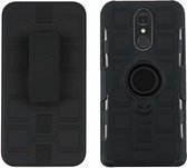 Voor LG Q7 3 in 1 Cube PC + TPU beschermhoes met 360 graden draaien zwarte ringhouder (zwart)