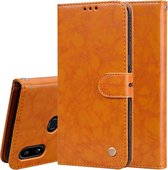 Voor Galaxy A10s Business Style Oil Wax Texture Horizontale Flip Leather Case, met houder & kaartsleuven & portemonnee (geel)