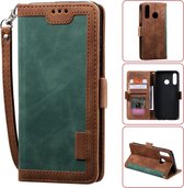 Voor Galaxy A70e Retro Splicing Horizontale Flip lederen tas met kaartsleuven & houder & portemonnee (groen)